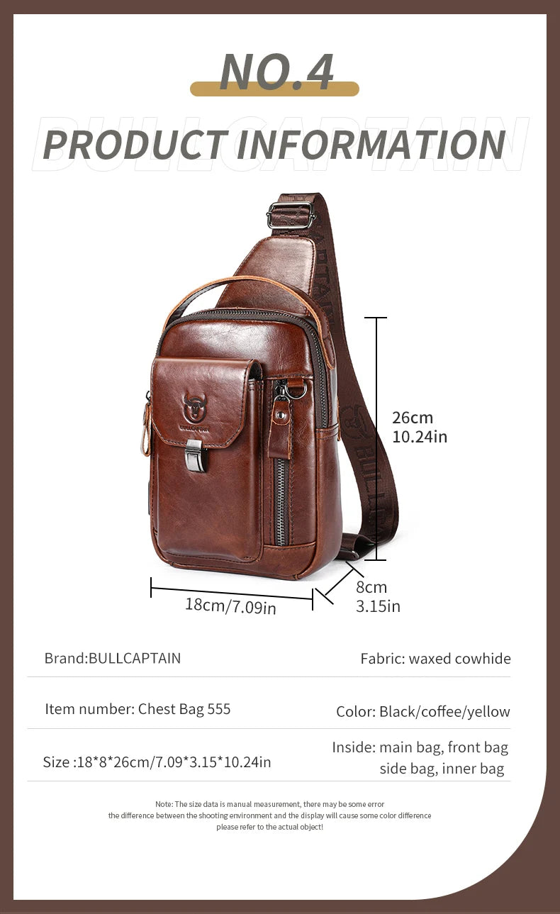 BULLCAPTAIN Men Multifunction Anti Theft Shoulder Bag Man Crossbody Cross Body Travel Sling Chest Bags Pack Messenger Pack