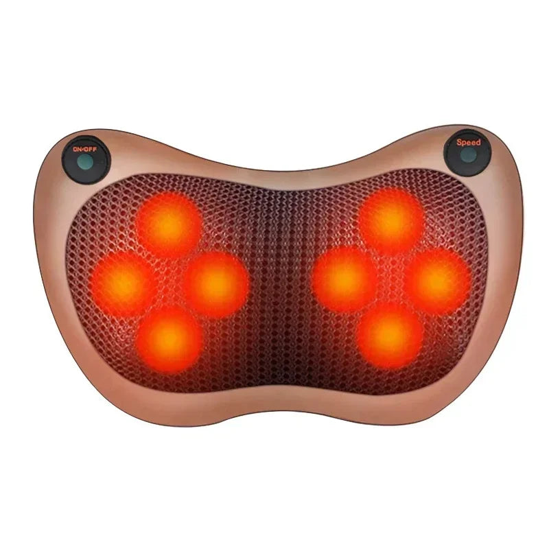 Car Home Electric Massage Pillow Far Infrared Heated Full Body Massager Cushion Neck Back Shiatsu Kneading Therapy Relax Health