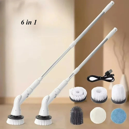 6 in 1 Electric Cleaning Brush Cordless Electric Spin Cleaning Scrubber Shower Cleaning Brush Kitchen Bathroom Cleaning