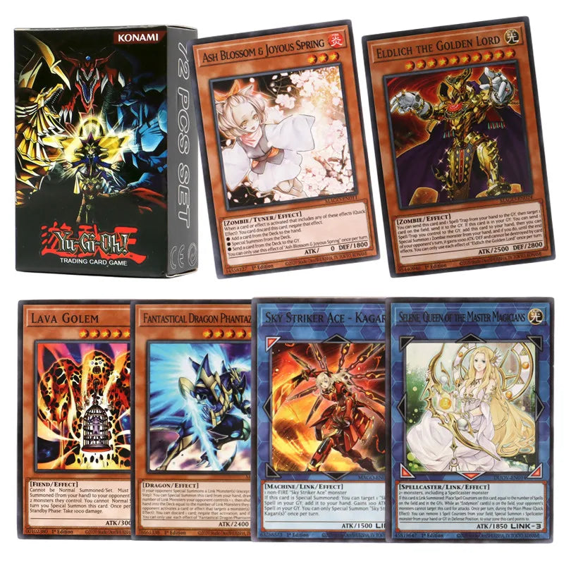 66-148PCS Yugioh Cards with Tin Box Yu Gi Oh Card English Holographic Golden Letter Duel Links Game Card Blue Eyes Exodia