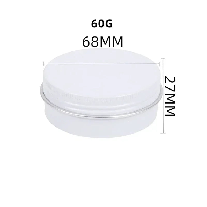 5/10/15/20/30/50/60/80/110/150g Aluminum Box Empty Lids Tin Cans Round Metal Ceam Jar Cosmetic Containers White Bottle Wholesale