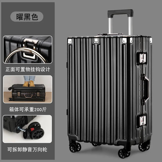 20inch 22inch 24inch 26inch Large Capacity Luggage Aluminum Frame Reinforced Anti-Collision Trolley Case Password Box Casual Suitcase Silent Wheel