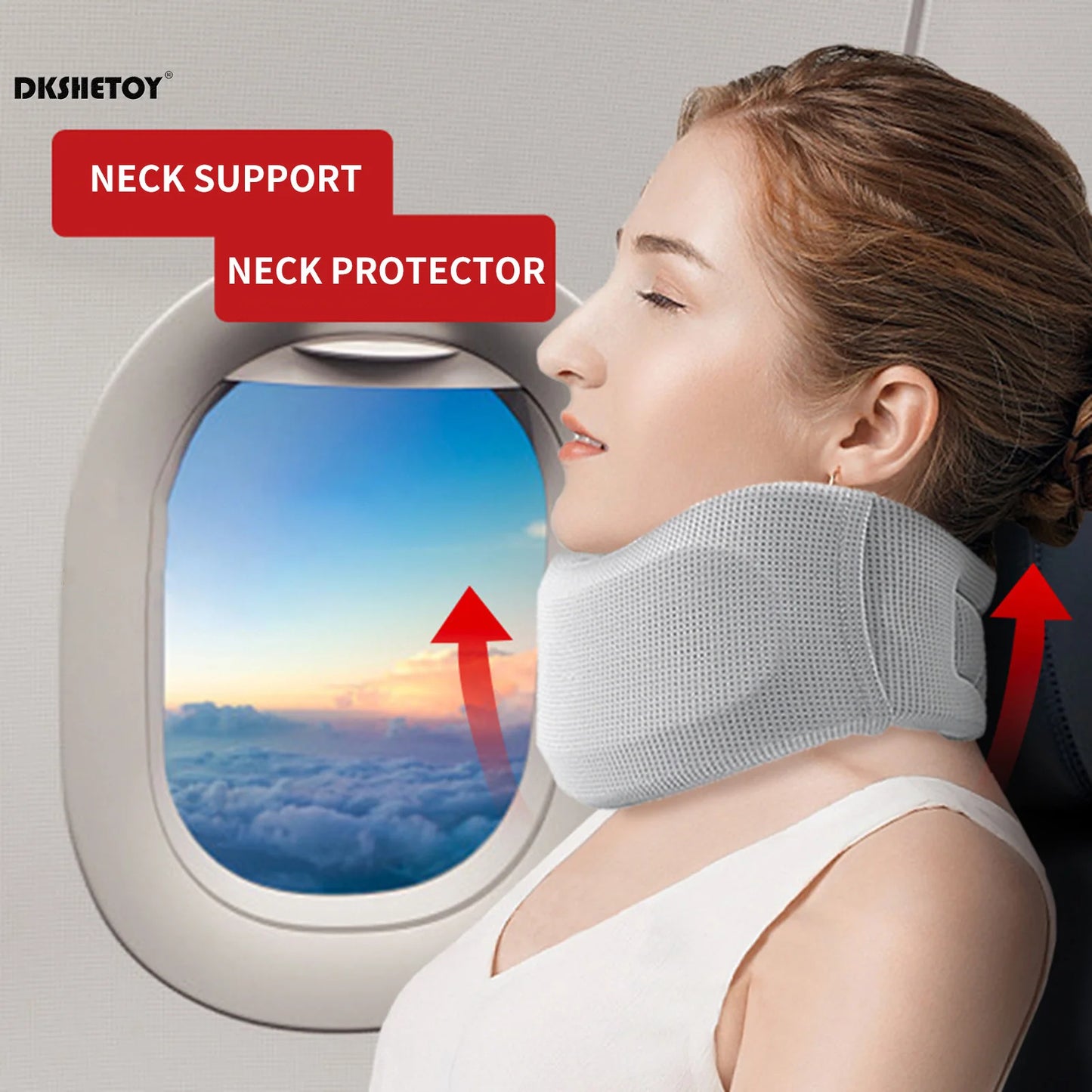 Adjustable Neck Support Cervical Pillow neck brace cervical traction Collar for  Airplane Travel Sleeping Support pad