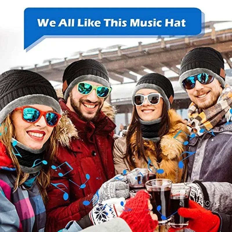 5.0 Headset Headband Warm Music Hat with Soft Scarf Microphone 2in1 for Handsfree Call Outdoor Sport Cap Gifts Winter Bluetooth