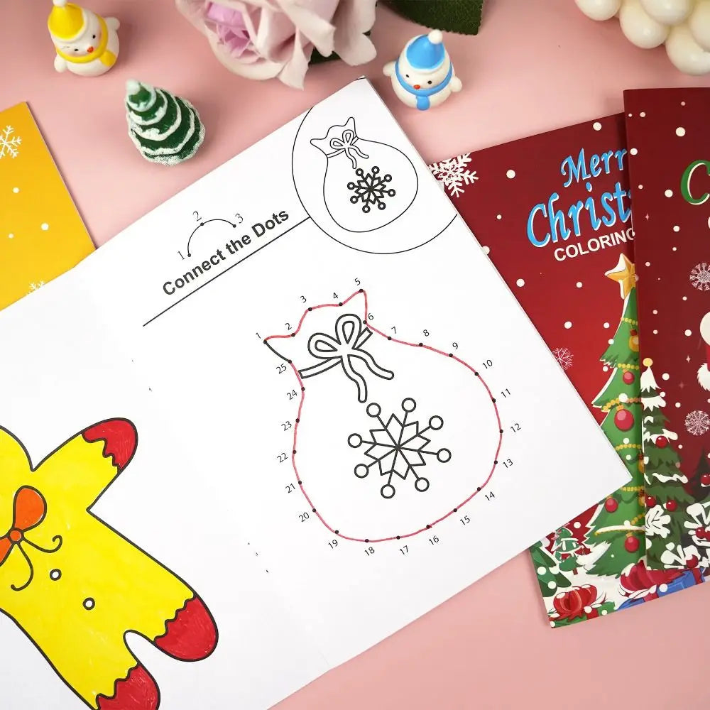 8PCS High Quality Christmas Theme Coloring Book Educational Montessori Gift Doodles Book Drawing Games Toys For Children