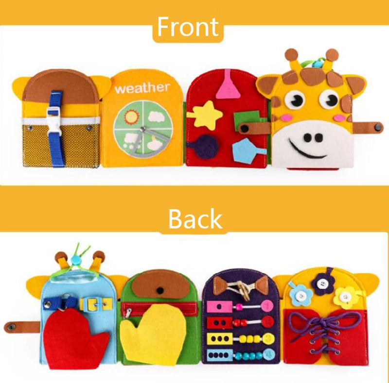 3D Montessori Baby Busy Board Felt Books Montessori Fine Motor Skills Activity Toys Quiet Cloth Books Preschool Teaching Aids