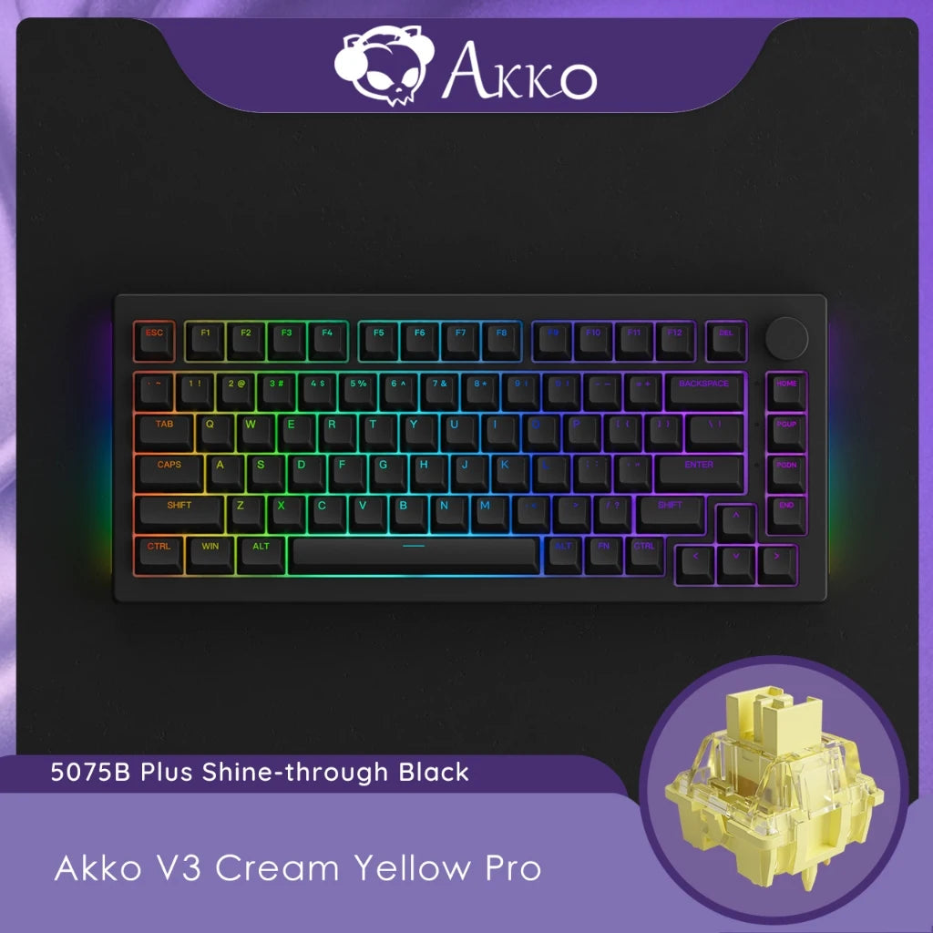 Akko 5075B Plus ANSI/ISO 75% Mechanical Gaming Keyboard 3/5 Pin Hot Swap Three-Modes RGB 2.4GHz Wireless/USB Type-C/BT 5.0