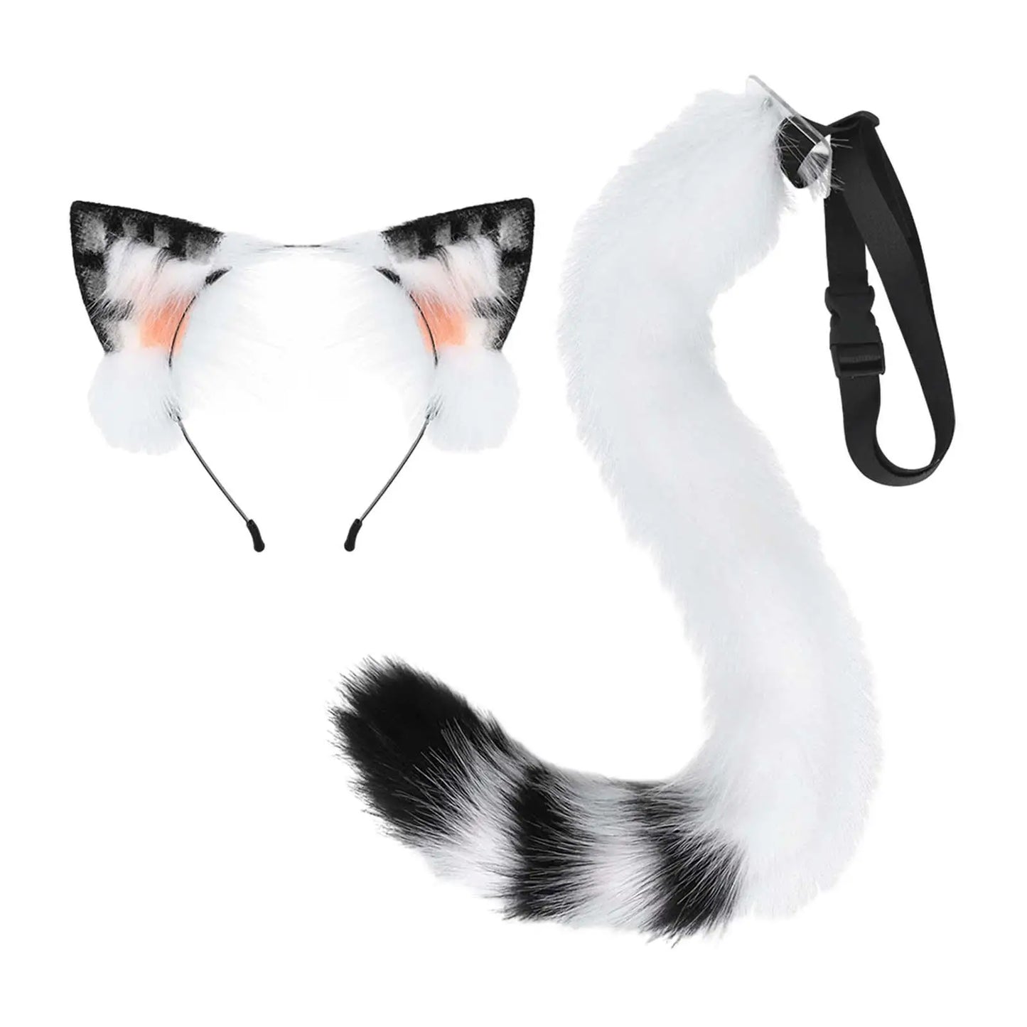 Cat Ears Headband and Long Tail for Stage Performance Night Club Easter