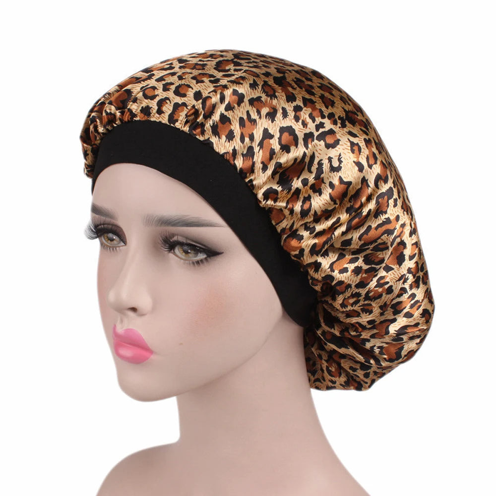 1 Pc Soft Night Sleep Hat Women Elastic Wide Band Fashion Hair Loss Cover Head Wrap Satin Bonnet  Beauty Chemo Caps Care