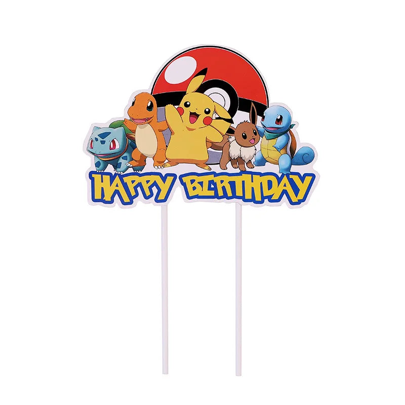 Cartoon Pikachu Theme Birthday Party Disposable Tableware Set Balloons Decorations Photo Props Background Pokemon Party Supplies