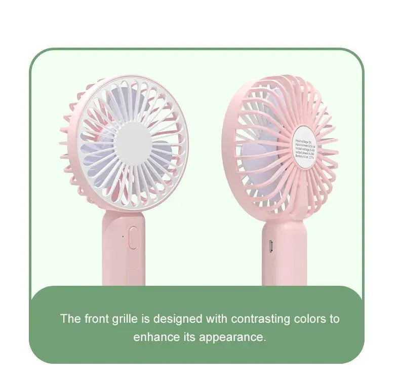 1pc New Portable Fan Office Desktop Multifunctional Folding Headed Small Electric Fan USB Mini Portable High Wind Pocket Fan