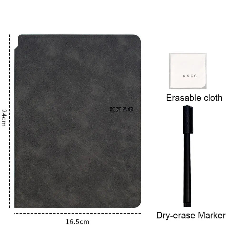 A5 Reusable Whiteboard Notebook Set With Whiteboard Pen Erasing Cloth Leather Memo Pad Weekly Planner Portable Stylish Office