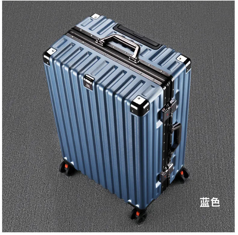 20inch 22inch 24inch 26inch Large Capacity Luggage Aluminum Frame Reinforced Anti-Collision Trolley Case Password Box Casual Suitcase Silent Wheel