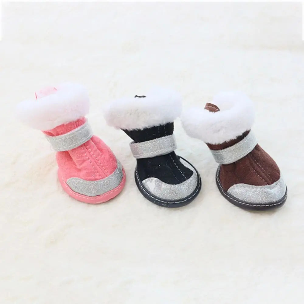 4pcs/set Thickened Dog Snow Boots Windproof Adjustable Non-slip Pet Boots Reflective Soft Dog Warm Shoes for Dogs Puppy