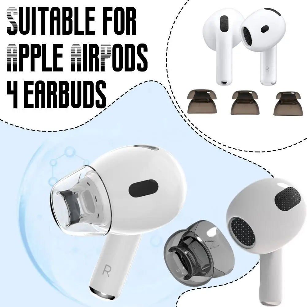 Anti Slip Silicon For Apple AirPods 4 Ear Tip Physical Noise Cancelling Headphone Covers Replacement Earbud Cap Eartips